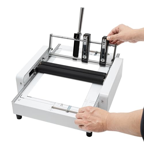A3 Manual Booklet Folding Binding Machine,60W 110V Paper Folding Machine, Modern Book Stapler Maker for Home School Office, Beige