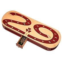 Palm Royal Handicrafts 3 Track Wooden Cribbage Board Inlaid in Blood Wood/Maple - 29 Continuous
