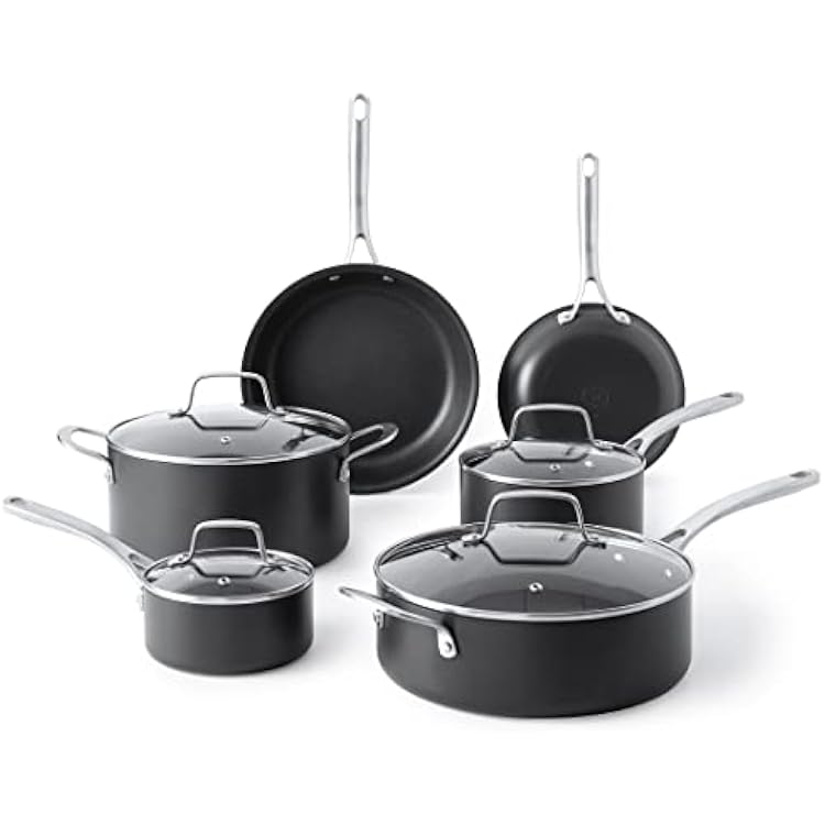 Martha Stewart Bosworth 10 Piece Hard Anodized Nonstick Aluminum Cookware Set - Black