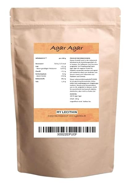 Agar Agar Pulver 500g – Vegane Gelatine-Alternative 100% Rein Hochwertiges pflanzliches Geliermittel für Desserts Marmeladen & Kochen – Glutenfrei & Ohne Zusatzstoffe