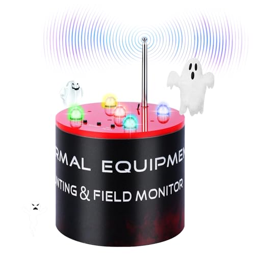Upgraded Compatible Ghost Hunting Equipment for Paranormal Investigation, EMF Meter & Temperature Deviation Detector with 5 Sensitivity Levels, Auto Calibration, Folding Antenna, Black