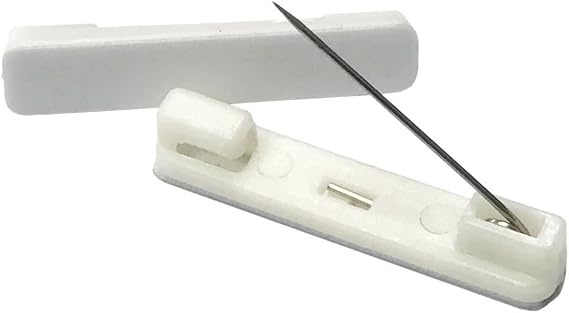 20 White Safety Pin Bar w/Adhesive ID Badge Crafts