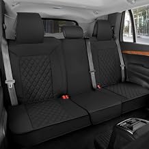 MotorBox Premium Napa Leather Rear Seat Cover Semi Universal Fit for Most Cars, Truck & SUV Beige Back Seat Protector Anti-Slip, Durable Bench Cover Easy Install, Luxury Car Interior Upgrade