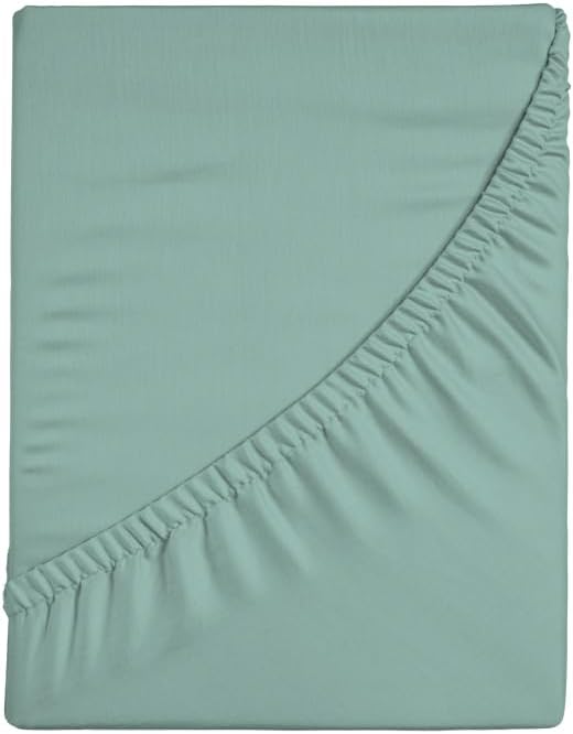 Zer0bed, Fitted Sheet with Corners, Single Colour, 100% Cotton, 30 cm Maxi Angle, Cloud, 130 x 200 cm