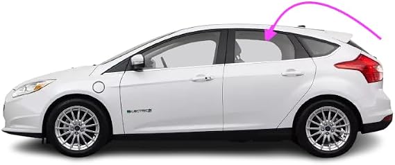 Driver Side Rear Left Door Window Glass Compatible With 2012-2018 Ford Focus 4D Hatchback Models