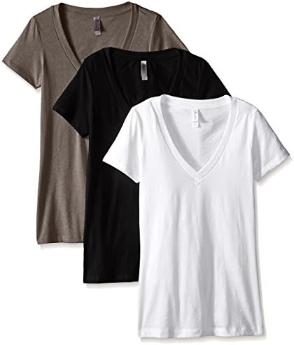 Clementine Apparel Womens Petite Plus Deep V Neck Tee Pack of 3