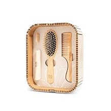 TEK - Hair Pleasure Set, Wooden Brush and Comb Kit, Replacement Teeth Included, Natural and Artisan Hair Care Set, Perfect for Medium Hair