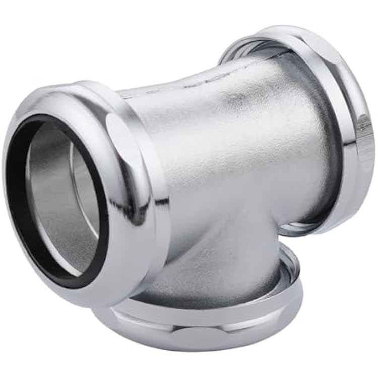 ZM Heavy Duty Brass 3-Way Tee with Slip Joint Connection, For Tubular Drain Application, 1-12 Inch Length, Chrome Plated