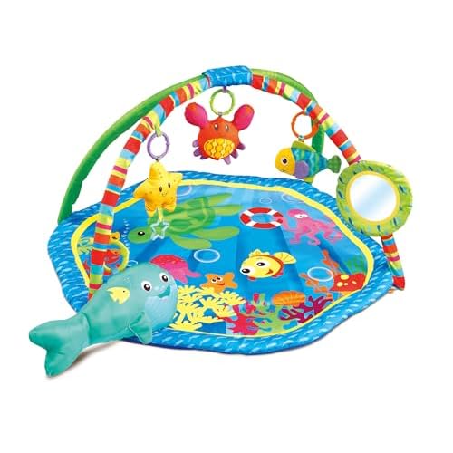 Baby Activity Play Gym Mats Ocean Park with Arches, Activity Toys, Animals Toys L30 x W30 Inch