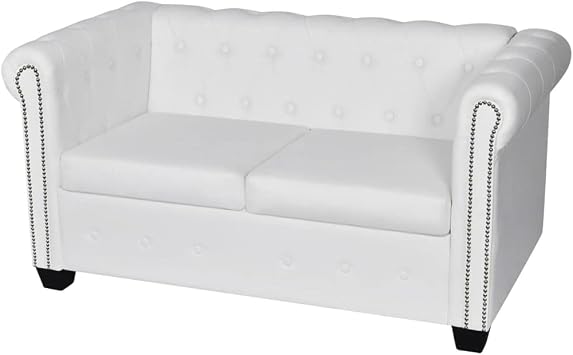Chesterfield 2-Seater Couch sectional,Convertible sectional Sofa,Couch,Sofa,couches for Living Room,futon Couch,couches,futon,Artificial Leather White