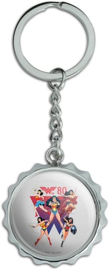 Wonder Woman 80th Through The Ages Keychain Chrome Plated Metal Pop Cap