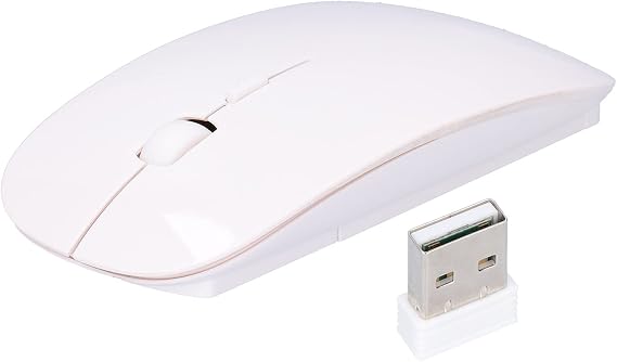 Lazmin112 Wireless Mouse,Portable Smart Slim 2.4G Cordless Mouse with USB Receiver for Office Laptop Computer Tablet Games,for,for OS X(White)