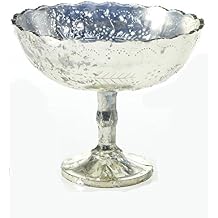 Afloral Silver Mercury Glass Desiray Pedestal Bowl - 8"