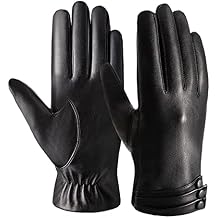 Mens Leather Gloves Winter, Texting Sheepskin Lined Warm Touchscreen Gloves for Motorcycle Driving Cold Weather