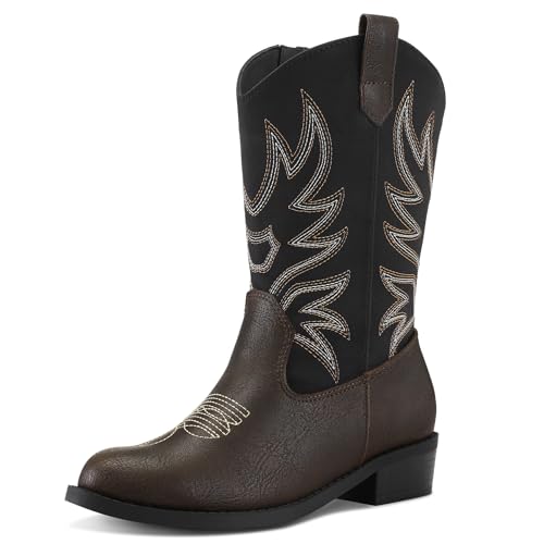 K KomForme Cowboy Boots for Girls and Boys Western Mid-Calf Cowgirl Boots ToddlerLittle KidBig Kid