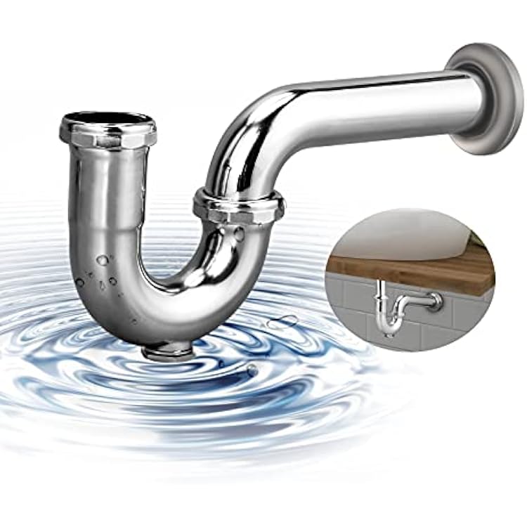 ZM Brass P-Trap Pipe with Clean Out Basin Sink Waste Kit with Reducing Washer 1-12 22GA