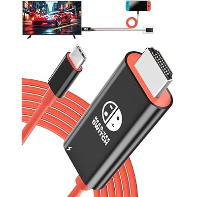 Portable Switch Dock for Nintendo Switch Dock, 6.5ft, Black & Red