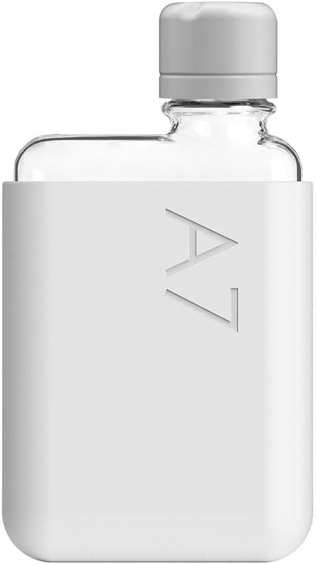 memobottle A7 (Cool Grey) Bundle - 6oz (180ml) - Bottle, Silicone Sleeve & lid | Compact Flat Bottle for Bags & Pockets | BPA Free Tritan | Modern & Minimalist | for Gym, Work & Travel
