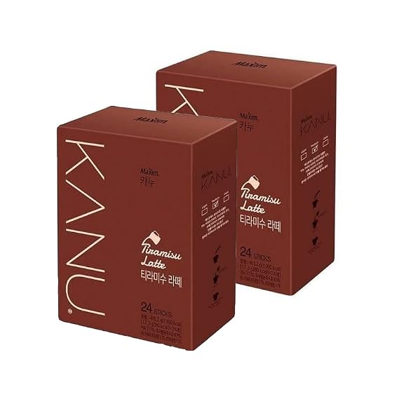 Dongsuh Maxim Kanu Tiramisu Latte Coffee 24 Sticks (Pack of 2, Total 48 Sticks)