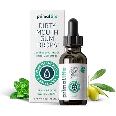 Primal Life Organics - Dirty Mouth Gum Serum, Natural Essential Oils, Promotes Good Breath, Gentle Mouthwash, Supports Good Oral Health, Great On Your Gums, Paleo, Organic, Vegan, Gluten-Free 0.5 oz