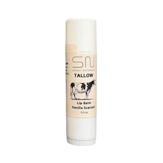 Seoul Naturals Tallow Lip Balm, Vanilla Flavored, k beauty, 0.5 oz