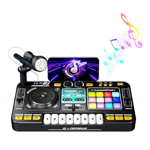 Kids DJ Mixer Table with Piano & Bluetooth - DJ Table for Toddlers 1-3-8 Musical Toys for Boys Girls - Birthday Christmas Gift with Lights Songs