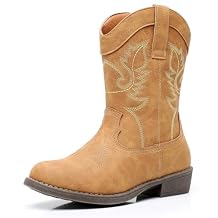 Blikcon Kids Cowboy Boots Girls Mid Calf Western Cowgirl Boots Side Zipper (Toddler/Little Kid/Big Kid)