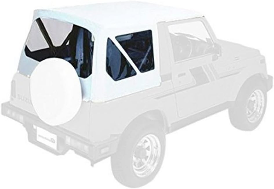 Pavement Ends by Bestop 51133-52 White Denim Replay Replacement Soft Top Clear Windows; No door skins included for 1987-1995 Suzuki Samurai