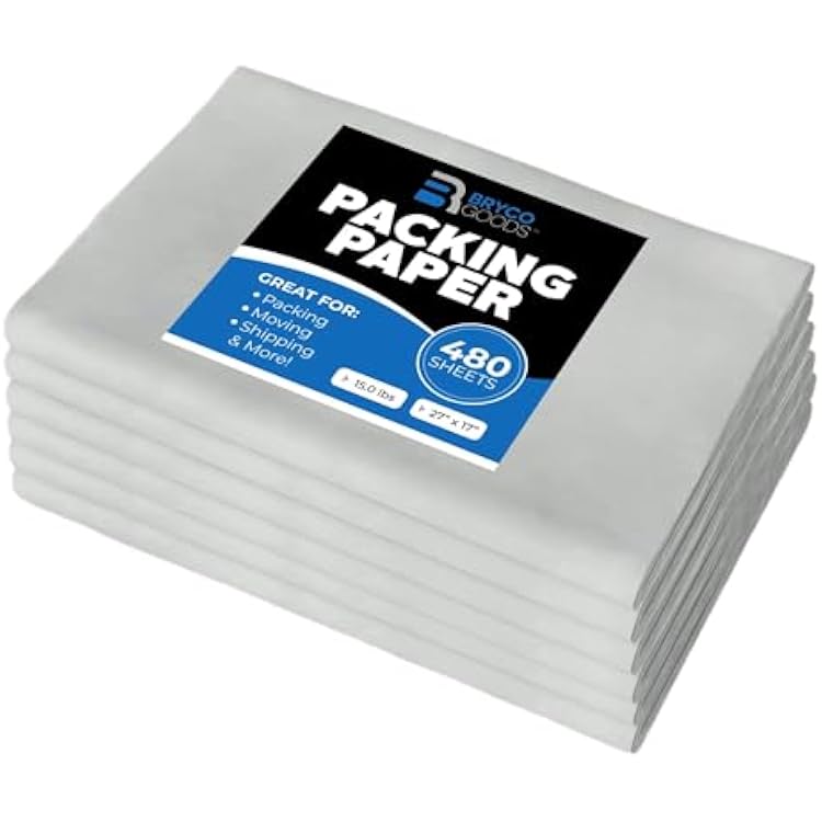 Packing Paper Sheets for Moving | 480 Sheets | 27 x 17 | 15lb | Made in USA | Newsprint Paper | Must Have in Your Moving Supplies