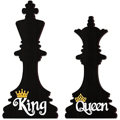 Roowest 2 Pieces Couples Bedroom Wall Decor King and Queen Wall Decor Romantic Bedroom Decor for Couples Black Couple Wall Art Decoration Crown Farmhouse Wooden Wall Art