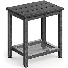 ODK Outdoor Double Side Table, Adirondack Patio End Table with Weather-Resistant Waterproof Top for Hot Tub Garden, Balcony, Poolside, Black