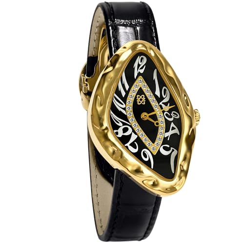 PASCAL Paradoxe Diamond Watch for Men Women 0.30ct Lab-Grown Diamonds, Swiss Quartz Movement, Fluid Melting Design, Sapphire Crystal, Gold Stainless Steel Case, Luxury Artistic Statement Watch