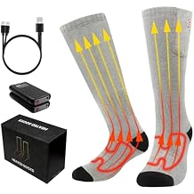 MMlove Heated Socks, Rechargeable Heated Socks for Men Women, 4000mAh Electric Socks with 3 Heating Levels, Washable Foot Warmers for Skiing, Camping, Hiking, Cycling, Outdoor Work