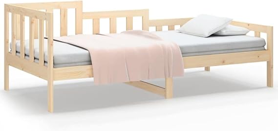 Wooden Slatted Base Day Bed without Mattress 90x190 cm Single Solid Pine Sofa Bed with Storage