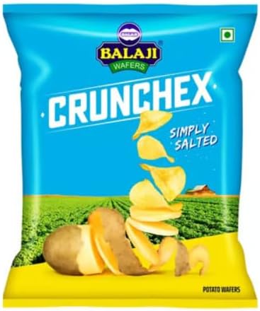 Balaji Crunchex Simply Salted Potato Wafers | Classic Lightly Salted Potato Chips | perfectly thin, crisp, and lightly salted 150g (Pack of 5)