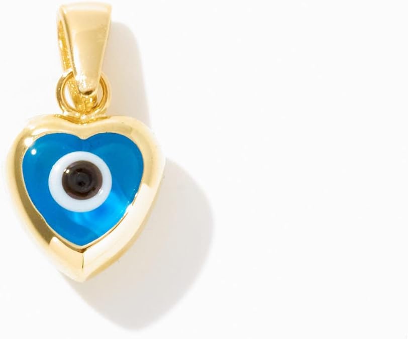 Gelin Dainty Heart Shaped Evil Eye Charm Pendant for Women in 14K Solid Gold