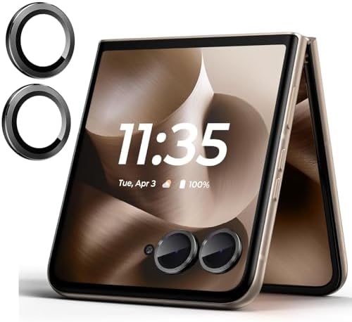 2 Set for Motorola Razr 60 Ultra Camera Lens Protector, 9H Tempered Glass Camera Cover Protector Metal Ring Decoration Accessories Black