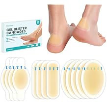 Hydrocolloid Gel Blister Bandages Pads - Promifun Waterproof Adhesive Blisters Bandages - Blister Pads for Heel, Foot, Toe, Feet - Gel Blister Chshions for Prevention & Recovery (13ct, Variety Pack)