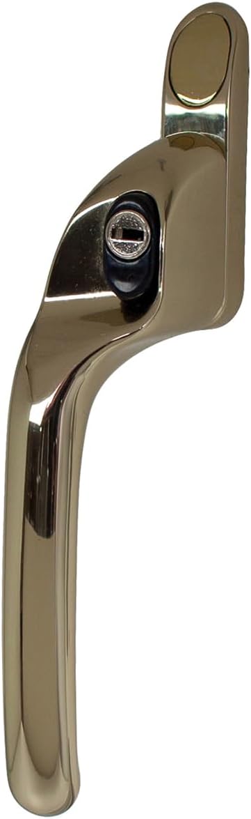 Offset Locking Left Hand Window Handle – Multiple Spindle Sizes – Key Lock – Fixings Included (Hardex Gold, 15mm)