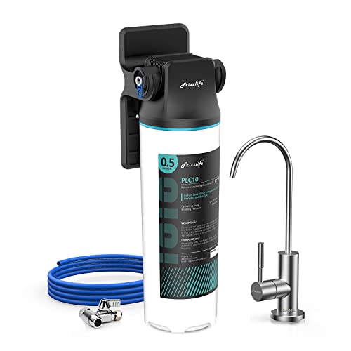 Frizzlife SW10F Under Sink Water Filter System with Brushed Nickel Faucet, NSFANSI 53&42 Certified, Reduces 99.99% Lead, Chlorine, Bad Taste & Odor, 8K Gallons High Capacity, 0.5 Micron, USA Tech