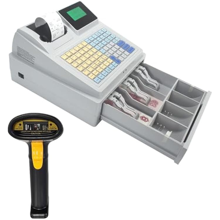 Drawer Coin Slot Multifunctional Cash Register,Electronic Cash Register Cash Drawer Money Box,Cash Till,3 Paper Currency Compartments,Equipped with Scanners,for Retail Stores,Grocery Stores
