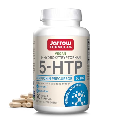 Jarrow Formulas 5-HTP, 100 mg, Serotonin Precursor, 90 Veggie Capsules, 90 Day Supply