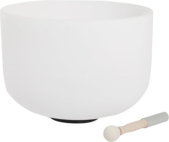 FMTY Singing Bowl 20inch Crystal Singing Bowl, Mallet, O-Ring Pure Quartz Crystal Sound Bowl for Meditation, Yoga, Spiritual Healing (440Hz F note, 20inch)
