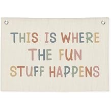 Playroom Wall Decor, Boho Classroom Decorations, Kids Room Decor Canvas Banner Wall Hanging Flag, This is Where All The Fun Stuff Happens Banner