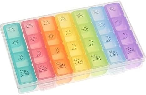 Online Showcase Weekly Daily Medicine Storage 4 Meal Compartment Reminder Box Colorful