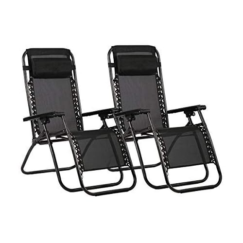 Havnyt Zero Gravity Reclining Chairs Garden Sun Loungers Black SET OF 2