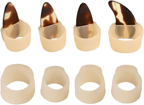 FOMIYES Breathable Guzheng Nail Protectors, Silicone Finger Picks, Adjustable Guzheng Nail Covers, Practice Accessories, 0.98 * 0.59 * 0.51inch, Beige, 8pcs for Right Hand (8-16 Years)