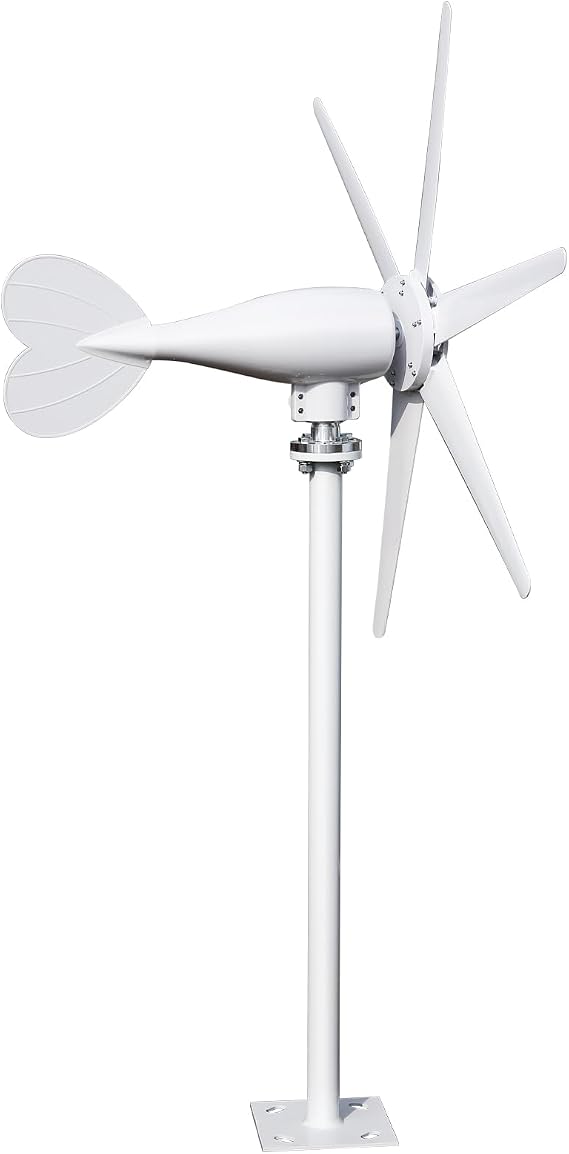 800W Wind Turbine Generator Kit, 12V 24V Vertical Winds Power Generator, 6-Blade Wind Energy Turbine System, Electromagnetic Electricity Generator for Renewable Power Supply, Home Farm RV Boat White