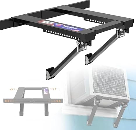 Marudina Upgraded No-Drill Window AC Bracket, Adjustable Window Air Conditioner Support Bracket for Single/Double Hung Windows, Heavy-Duty Holds 300lbs,Easy Installation, Rustproof Aluminum | Fits Single/Double Hung Windows, Quick Installation & Removal, Heavy-Duty AC Holder Bracket for 5000-24000 BTU Units