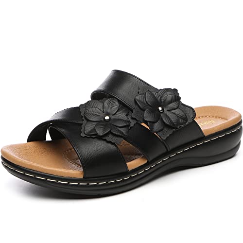 Alexis Leroy Comfortable Insole Buckle Strap Vamp Womens Wedge Sandals